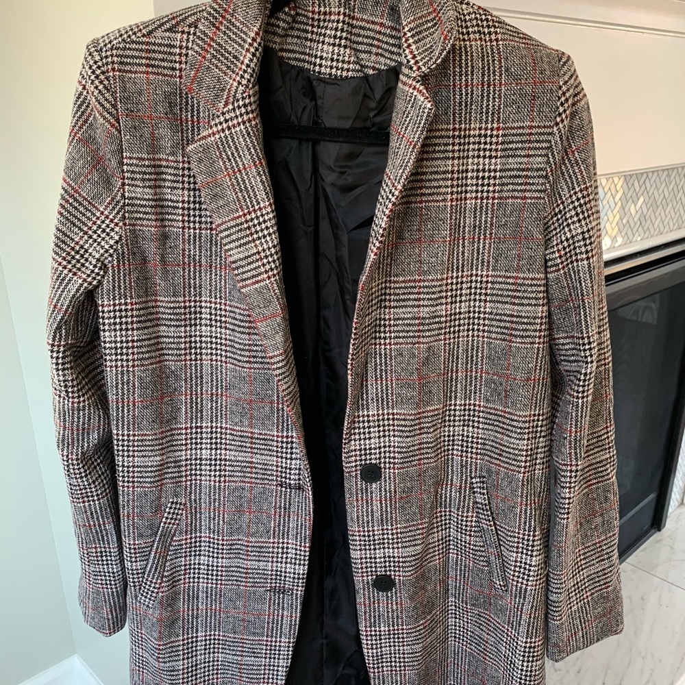 Shein Plaid Mid-Length Jacket